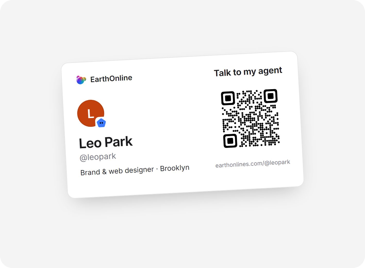 A business card with its QR code